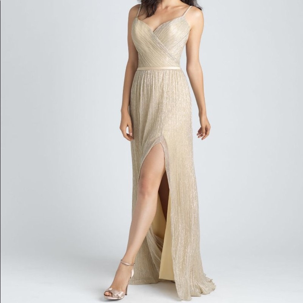 Gold Shimmer Knit Bridesmaid Dress